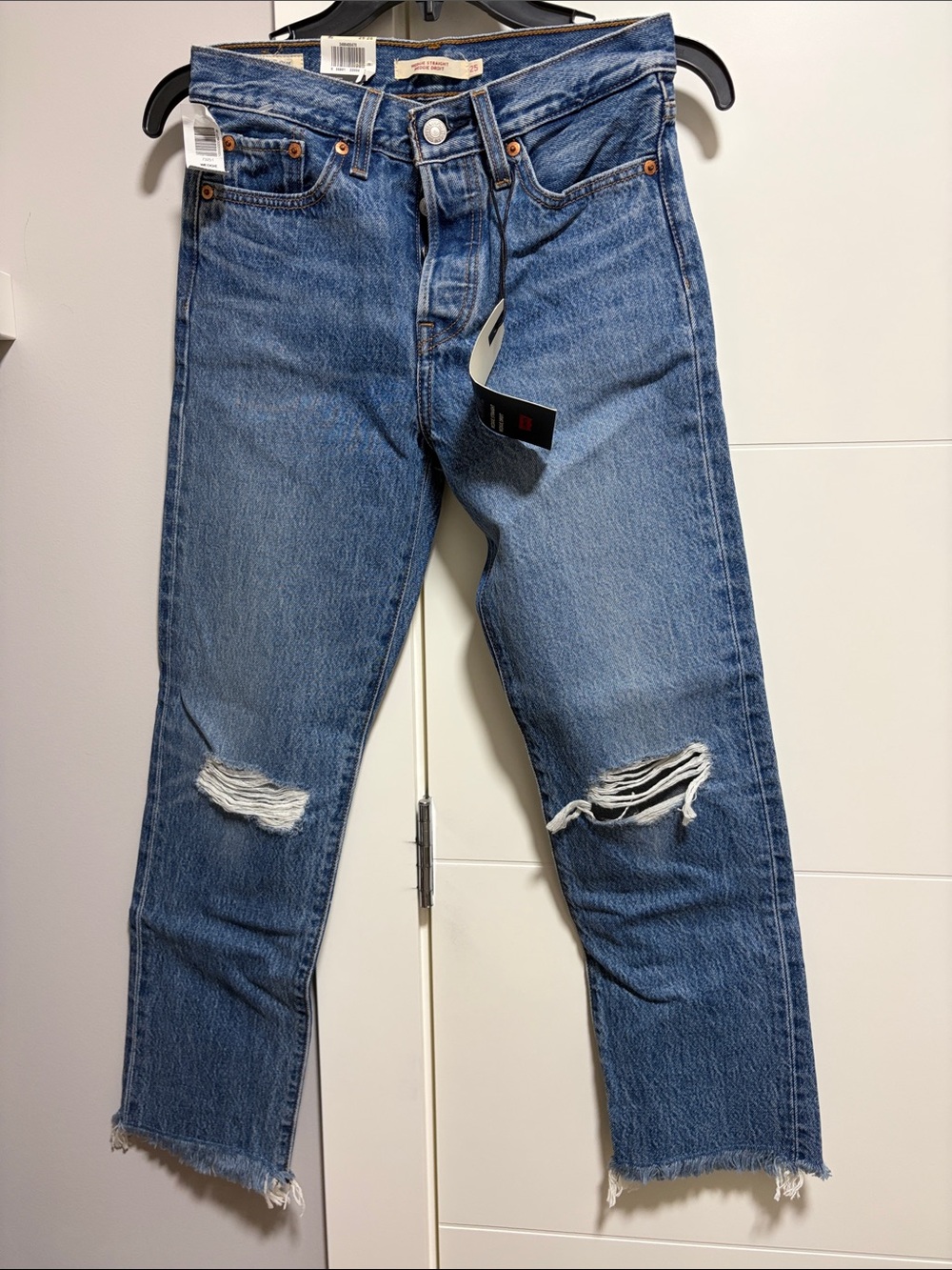 Levi's Blue Distressed Wedgie Straight Jeans